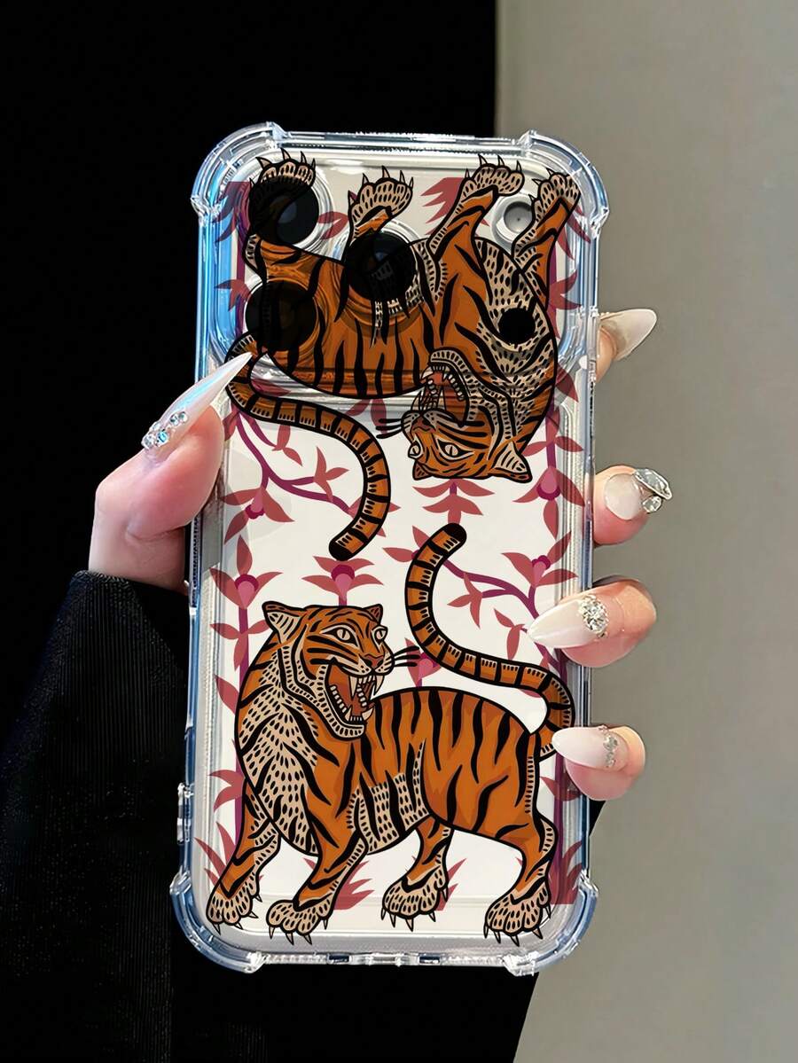 1個酷炫兇猛虎紋設計透明防震手機殼，極簡Ins透明風，附氣墊緩衝防撞角，適用於iPhone17PROMAX/17pro/17/16/16pro/16promax/16plus/15/15plus/15pro/15promax/14/14pro/14promax/13/13promax/13mini/13pro/12/12pro/12promax - 無色 - 查看 1