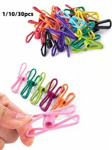 30/15/10/1pc Food Clips, Multipurpose PVC Coated Steel Clips, Suitable For Food Packaging, Chip Bags, Clothes, Paper Clips, Bags, Clotheslines, Etc. - Multicolor - View 1