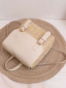 Gentle Minimalist Backpack Fashion Solid Color Women's Bag Beige Home Makeup Bag - Beige - View 3