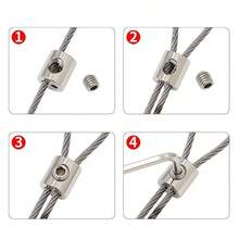 6pcs Adjustable Steel Wire Rope Clamp Set With Wrench, Wire Rope Lock Buckle Clip, Double Hole Cable Hanging Clamp, Fixing Device, Suspension Fixing Hardware Accessories For Outdoor - Multicolor - View 5