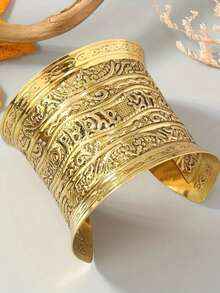 1pc Punk Style Adjustable Bangle Bracelet, Middle Eastern Floral Pattern Accessory For Women - Butterfly - View 8