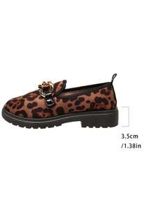 Leopard Print Design Thick Sole Women's Buckle Lightweight Flat Slip-On Shoes Anti-Slip Versatile Outdoor Shoes - Brown - View 8