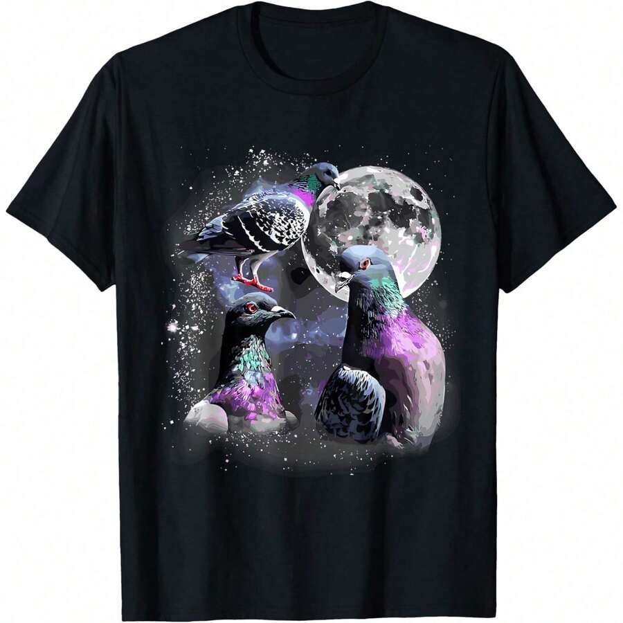 Tres Quakers Haciendo Sonidos de Aullido a la Luna - Camiseta de Meme Extraño para Amantes de los Loros - Gris - Ver 1
