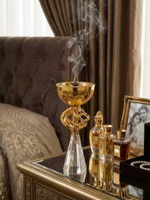 Mini Novelty Incense Burner, Metal + Crystal, Luxury Bakhoor Incense Burner, Incense Holder, Heat-Resistant And Durable Incense Burner, Home Decor, Suitable For Majlis, Entryway, Living Room, Bedroom, Exquisite Gift For Friends And Family, Fragrance Corner - Fashionable - View 5