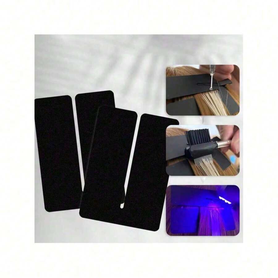 5pcs/10pcs Hair Heat Insulation Pads, Square Hair Extension Spacer Template Protector With Scale, Multi-Hole Adhesive Hair Protection, Transparent Heat Insulation Pad Tool For Wig Extensions, Wig Tools - View 1