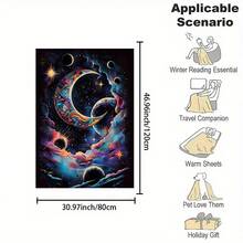 Manta Pequeña con Estampado de Estrellas y Luna Nocturnas - Multicolor - Ver 10
