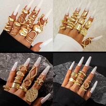 Juego de 10 anillos asimétricos de lujo - Amarillo Oro - Ver 6