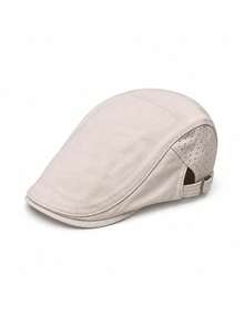 Topi Newsboy Berongga dan Bernapas, Warna Polos, Gaya Baru Musim Gugur/Dingin, Topi Beret Unisex, Topi Baseball Kasual Luar Ruangan - Sisi-sisi yang berongga - View 3