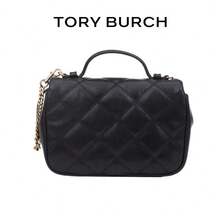 TORY BURCH Willa Solid Color Quilted Flap Chain Goat Leather Shoulder Crossbody Handbag For Women 153399-001 - Black - View 4