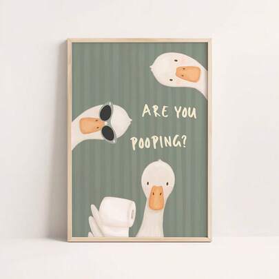 Cute And Playful Wall Arts Duck Themed Posters Funny Ducks With Toilet Paper Canvas Prints Bathroom Decor Wall Decor Canvas Art Print For Kitchen Living Room Bathroom Housewarming Gifts Birthday Gifts