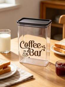 Transparent Coffee Bar Storage Canister, Coffee Bar Print, Airtight Food Container, Suitable For Storing Coffee, Tea And Pantry Storage, Kitchen Decor, Also A Perfect Gift For Coffee Lovers And Family - Multicolor - View 14