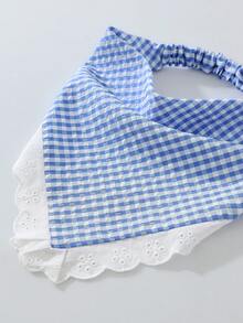 1件原創花卉刺繡捲邊女款髮箍頭巾，適合日常與度假使用，夏季髮飾沙灘圍巾度假方巾 - 藍色 - 查看 4