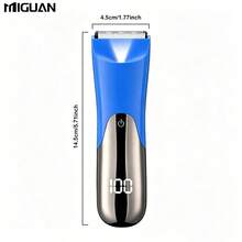 男士身體理毛器 電動剃毛器 電動陰部與毛髮修剪器 陶瓷刀片 男士衛生修剪器 全身理毛 500mAh電池容量 - 藍色 - 查看 4