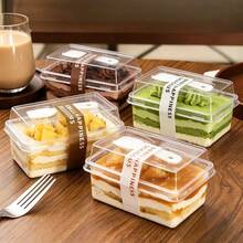 1/20/30/50pcs Transparent Dessert Cups/Tiramisu Boxes With Lids And Spoons, Stackable Dessert Containers, Suitable For Mousse, Fruit, Cake Slices, Bakery Takeout And Home Baking - Multicolor - View 3
