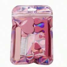1 Set Pink Plastic Nail Soak Bowl Kit, Five-Finger Detachable Manicure Tool Set With Nail File Brush Cuticle Stick For Home Nail Care - Multicolor - View 6