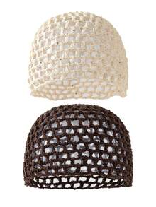 1 chiếc mũ len móc ren rỗng đính sequin, màu trơn, đa năng, thời trang dành cho nữ, phù hợp với trang phục mùa xuân, hè và thu. - A - Xem 19