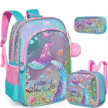 Mochila linda para niñas con bolso bandolera & estuche para lápices, set de 3 piezas de mochila escolar, mochila ligera para primaria para niñas - Mochila escolar infantil - Ver 3