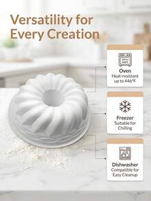 大號 6 吋 Savarin 烘焙模具 3D 不沾蛋糕模 矽膠杯子蛋糕磅蛋糕巧克力松露模 易脫模 可洗碗機清洗 可重複使用 適用生日、聖誕節、情人節、復活節，日常烘焙工具，蛋糕、麵包、慕斯、果凍 - 彩色 - 查看 8