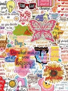 50Pcs Colorful Inspirational Quote Stickers, Positive Affirmation Decals For Journal, Water Bottle, Laptop, Scrapbook & Motivation Decor - Multicolor - View 2