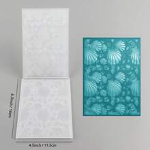1 pieza Carpeta con relieve 3D, Suministros para scrapbooking DIY, Carpeta de plástico con relieve de patrón de concha, Adecuada para hacer tarjetas, scrapbooking y otras manualidades de papel - Multicolor - Ver 3