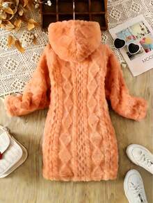 Women's Long Sweatshirt Dress, Soft And Comfortable, Pullover Style, Suitable For Autumn/Winter Wear, Women's Fluffy Sweatshirt - Orange - View 2