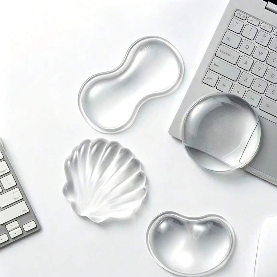 Almohadilla de Reposo de Muñeca de Gel de Silicona Suave, Cojín de Apoyo Ergonómico Pequeño y Transpirable para Alivio del Dolor, Relleno de Gel, Transparente, Ideal para Portátiles, Oficina & Uso Doméstico - Ver 1