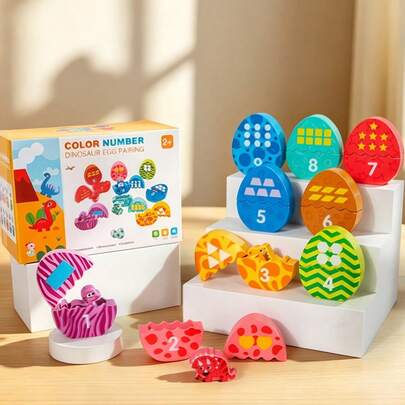 Juguetes Educativos Montessori Juego de Rompecabezas de Aprendizaje Temprano para Niños y Niñas Emparejamiento de Números Colores y Huevos de Dinosaurio