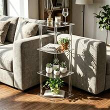 Transparent Acrylic Bookshelf, Small Space Luxury Side Table, Multifunctional Corner Storage Table - Multicolor - View 2