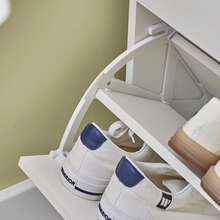 SoBuy FSR95-SCH, Hallway Shoe Rack Shoe Bench Shoe Cabinet With Folding Padded Seat & Flip-Drawer, Black - 白色 - 查看 10