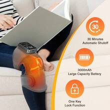 Hailicare Electric Knee Massager, 3 Vibration Levels 5 Heat Levels, 30-Minute Smart Timer, Massages Joints Elbows Knees And Other Areas, Relieves Knee Discomfort, Keeps Legs Warm, Universal For Left And Right Knees - Grey - View 2