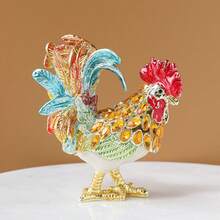 SIQIZHOU 1pc Animal Decorative Box Ornament, Enamel Jewelry Box, Metal Earring Box, Home Decor Chinese Style Animal Wealth-Attracting Ornament Gift - Multicolor - View 5