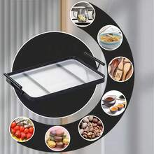 1pc, Acrylic Tray With Handles, Double-Ear High-End Home Tea Tray, Serving Tray, Commercial Restaurant Plate, Decorative Tray, Black Edge High Transparency Glacier Design, Suitable For Displaying And Storing Bread, Pastries, Fruits, Snacks, Desserts And Other Foods - Black - View 3
