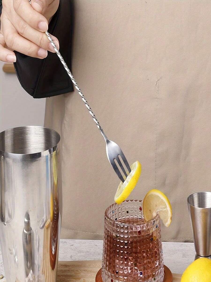 1PC/4PCS Stainless Steel 304 Long Handle Spoon Cocktail Stirring Rod Cocktail Mixing Spoon Ice Spoon Coffee Milk Tea Stirring Rod - Silver - View 1