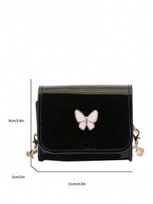 Glossy Mirror Mini Crossbody Bag, Butterfly Decor Chain Bag, 2026 New Style -Inspired Small Square Bag - A - View 3