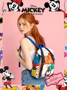 1pc Disney Official Licensed Mickey/Goofy Pattern Drawstring Backpack, Color-Block Nylon Daily Bag, Casual Backpack, Cartoon School Bag, Suitable For Students/Girls/Fans/Teens/Graduates, Essential For Daily Use, Outings, Travel, Shopping And Back To School Season - DHF51981-mF - View 7