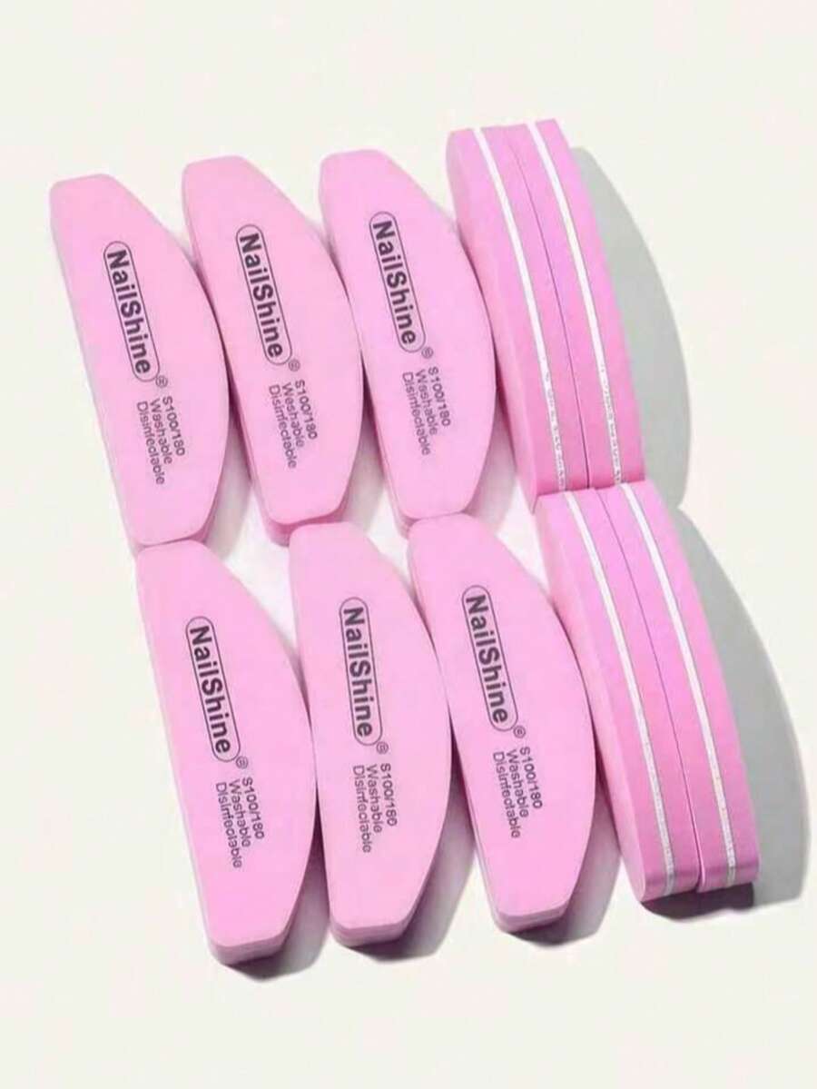 3 piezas de limas de esponja para pulir en forma de media luna mini 100/180 - Rosa - Ver 1