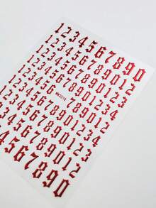 Red Digital Pattern Nail Stickers With Adhesive DIY Nail Art Decoration 2pcs/Pack - Red - View 7