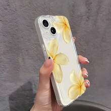 1個 Ins風清新木槿花與葉子素色圖案防滑柔軟手機殼，適用於 iPhone 11/12/13/14/15/16 Pro Max - 彩色 - 查看 4