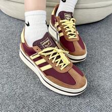 Adidas 三葉草女子SL 72 STACK經典厚底T頭鞋運動休閒鞋 - 暗紅色/棕色/黃色 - 查看 6