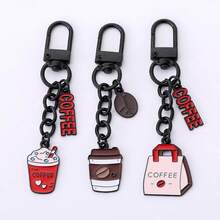 2/3pcs Fun Cartoon Multi-Color Enamel Coffee Latte & Takeout Bag Keychain Pendant, Decorate Wallet & Keys, Gift & Daily Accessory, Versatile Durable Backpack Hanging Chain, 3D Cartoon Coffee Utensil Shape Detachable Backpack Clip Detail Key Accessory - Multicolor - View 6