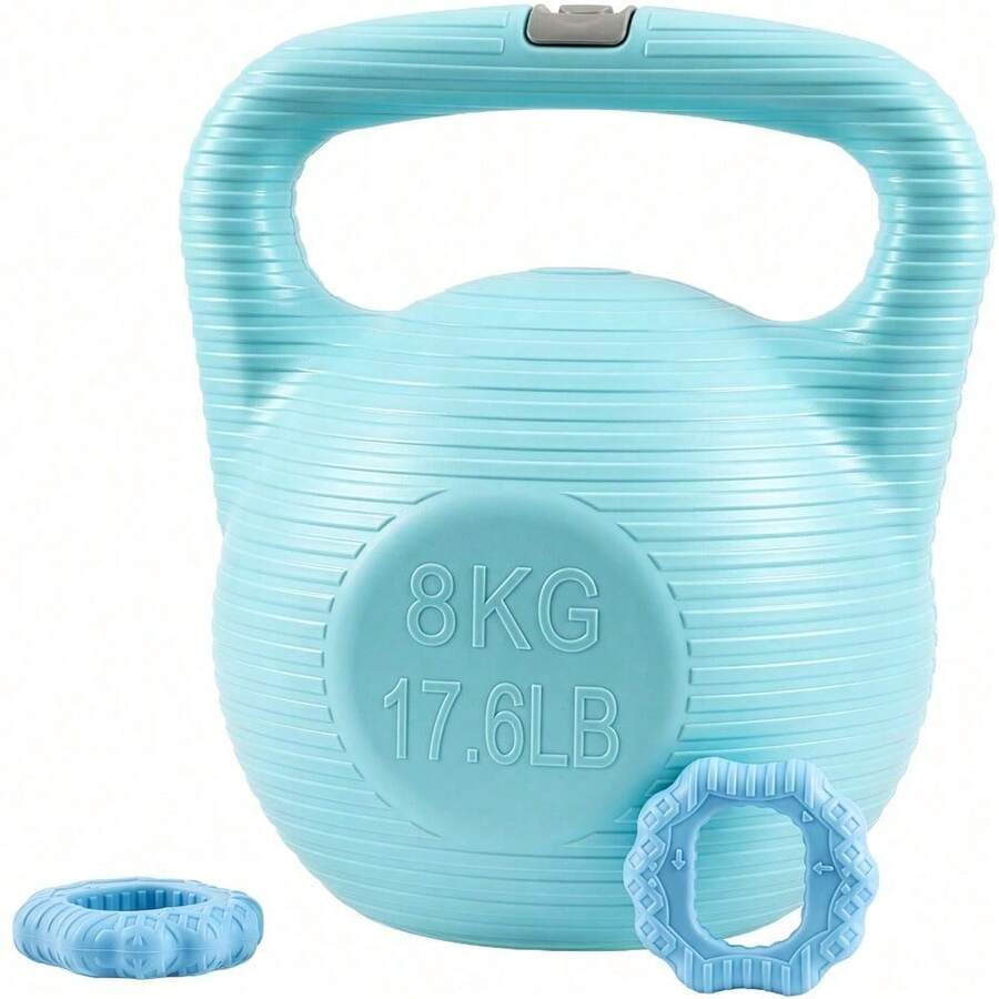 Shoze Versatile Home Fitness Bundle Fillable 8kg Kettlebell Pair Grip Rings Custom Weight Yoga Strength Training Gear - Blue - View 1
