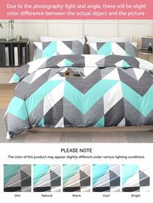 3pcs Geometric Pattern Duvet Cover Set (1 Duvet Cover And 2 Pillow Shams), Soft And Skin-Friendly, Suitable For All Seasons - Multicolor - View 8