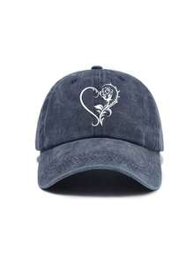 Men's Baseball Cap New Heart Rose Print Washed Distressed Soft Top Vintage Sun Hat Baseball Cap - Retro Baseball Cap - View 4