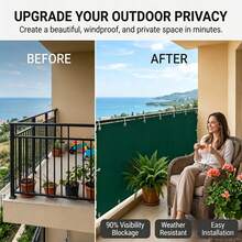 Pembatas Privasi Taman, Penutup Pagar Balkon Tahan Lama, Kain Pelindung Matahari dengan Perlindungan UV 90%, Termasuk Aksesoris Pemasangan Seperti Tali dan Pengikat Kabel, Tahan Sobek, Mudah Dipasang, Cocok untuk Taman, Balkon, dan Halaman. - Hijau - View 5