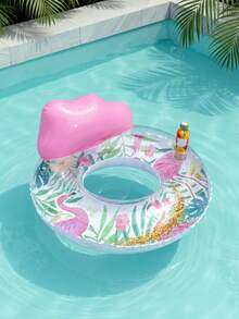 Flotador inflable con asiento con estampado de flamencos rosas, adecuado para niños de 3 años en adelante, juguete de agua para el verano - Multicolor - Ver 9
