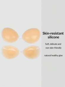 1pc Women's Silicone Adhesive Bra, Invisible Elastic Band Strapless Push-Up Design, Self-Adhesive Strapless Invisible Style, Suitable For Wedding Dress/Prom Dress Outfits, Off-Shoulder, Backless, Spaghetti Strap, Bodycon Dress, Sheer Top, Camisole, Bridal Shower Party, Travel, Suitable For Party, Cocktail Dress, Wedding/Prom, Formal Evening Dinner - Clear - View 2