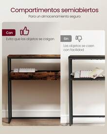 VASAGLE Narrow Entryway Table, 2-Tier Console Table With 2 Drawers, 24 X 100 X 80 Cm, Rustic Brown And Ink Black - Brown - View 3