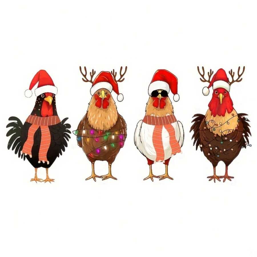 1pc/2pcs/3pcs Holiday Rooster & Christmas Heat Transfer Stickers ...