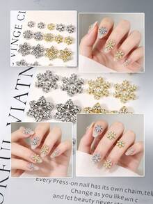30 Stück/Box Punk-Stil Legierung Schneeflocken Nagelkunst Dekoration, Europäischer & Amerikanischer Stil 3D Strass Glitzer Schneeflocken Nagelsteine, Y2K Strass Kunstnägel Nagelkunst Zubehör, Multifunktionale DIY Dekorationszubehör, Sommer Nagelkunst Zubehör Nagelcharms - Verschiedenfarbig - Übersicht 5