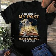 Camiseta Cristiana 'Jesus Dropped The Charges': Camiseta con Gráfico de Fe - Negro - Ver 1